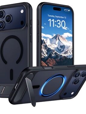 Universal Black Magnetic Phone Case with Kickstand and MagRing